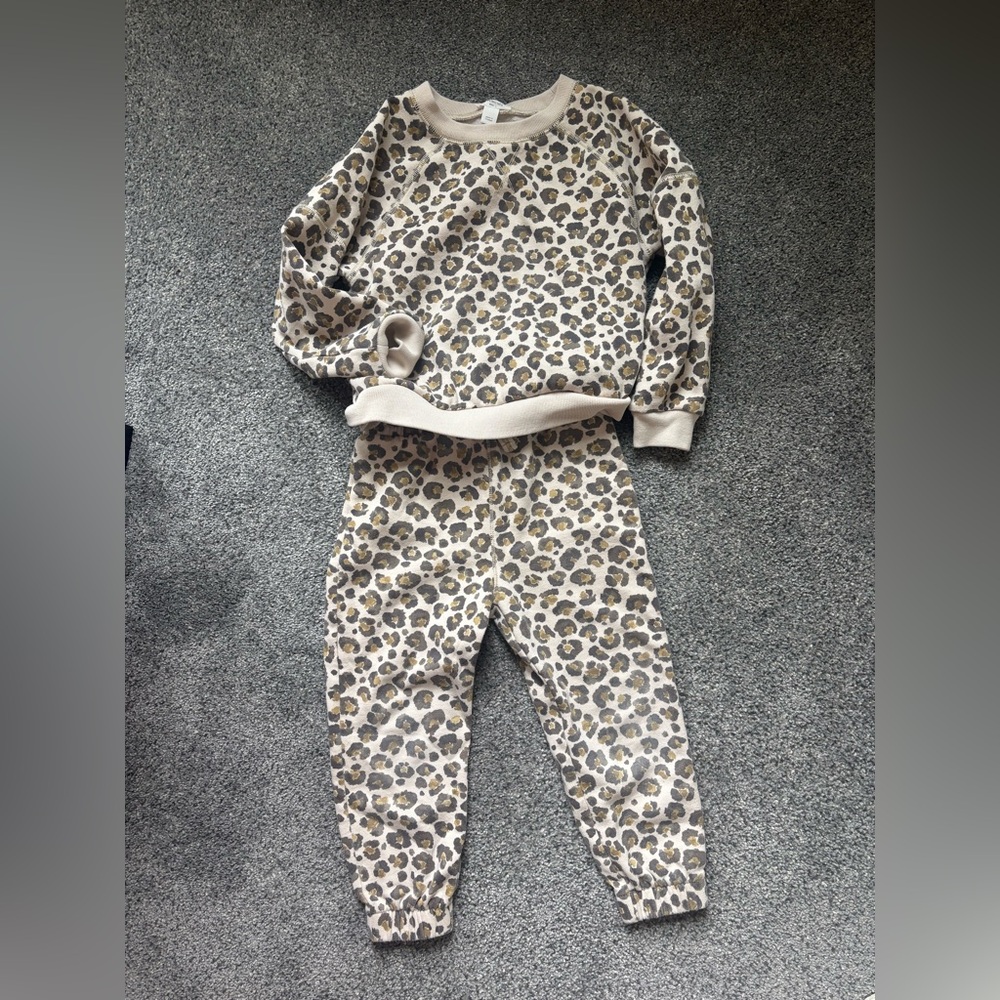 Crewcuts Leopard Print Kids Matching Set - Tan and Brown